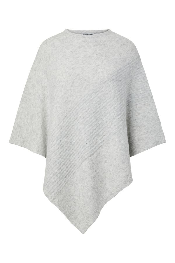 Pieces Poncho de punto con brillo gris