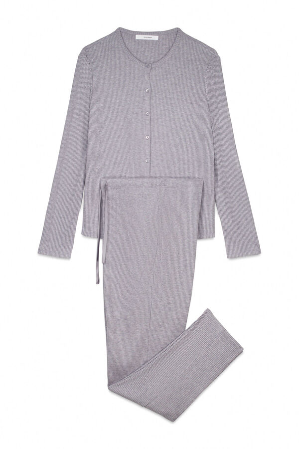 Women'secret Pijama largo canal&eacute; suave gris brillo gris