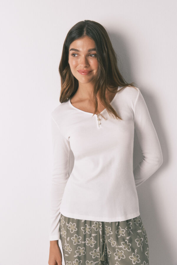 Women'secret Camiseta panadera algod&oacute;n blanco blanco