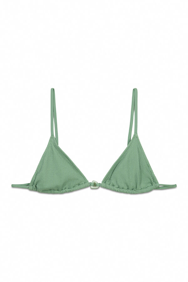 Women'secret Top bikini triangular textura crinkle verde verde
