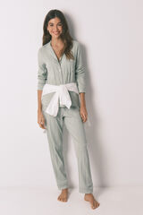 Women'secret Pijama camisero largo algod&oacute;n canal&eacute; verde verde