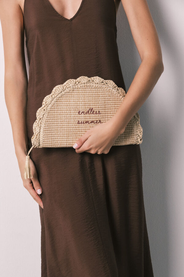 Women'secret Neceser rafia bolso de mano nude