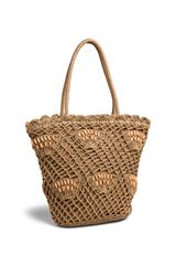 Pieces Shopper Paperstraw cremallera nude