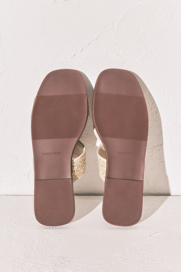 Women'secret Sandalias rafia granate y arena burdeos