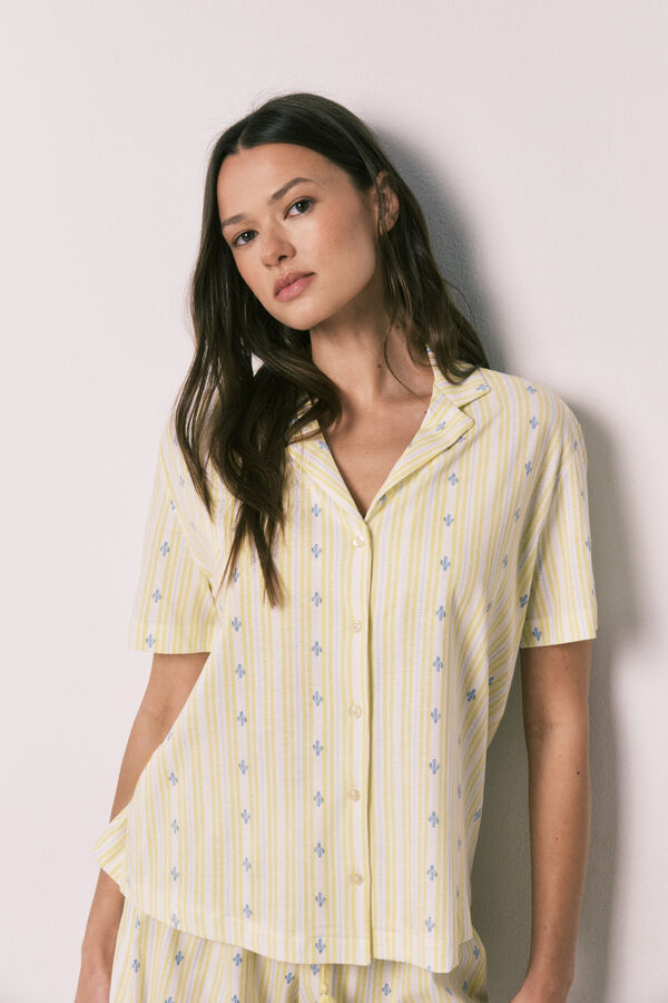 Women'secret Pijama corto camisero algod&oacute;n amarillo amarillo