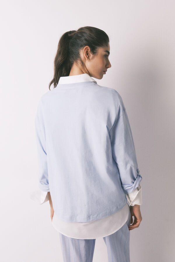 Women'secret Camiseta manga larga 100% algod&oacute;n azul azul