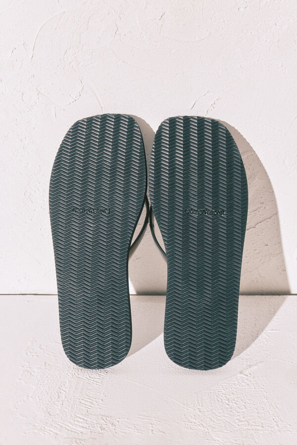 Women'secret Chanclas punta cuadrada negras tachuelas negro