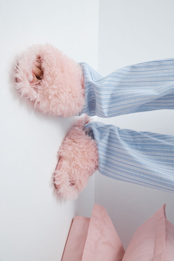 Women'secret Pijama largo camisero rayas azul estampado