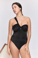 Pieces Ba&ntilde;ador nylon brillante un hombro negro