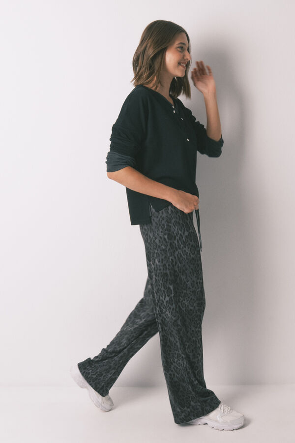 Women'secret Pantal&oacute;n largo animal print gris gris