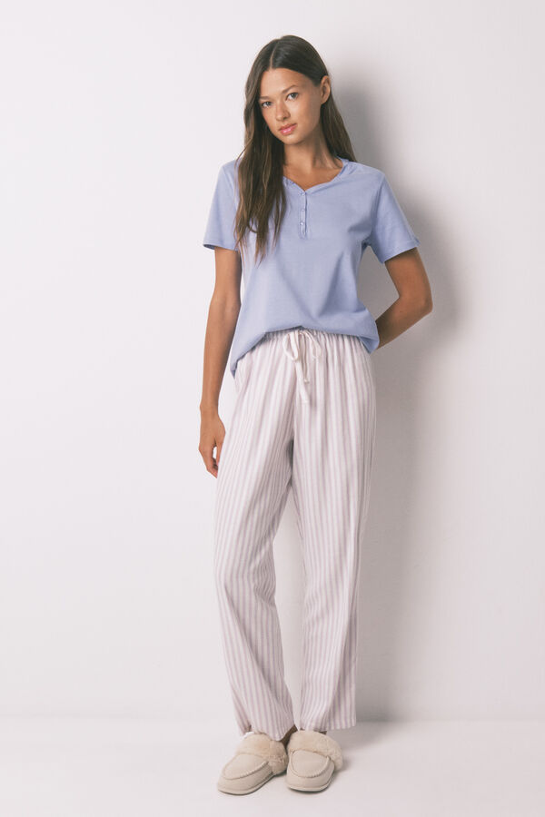 Women'secret Camiseta manga corta algod&oacute;n perchado lila morado/lila