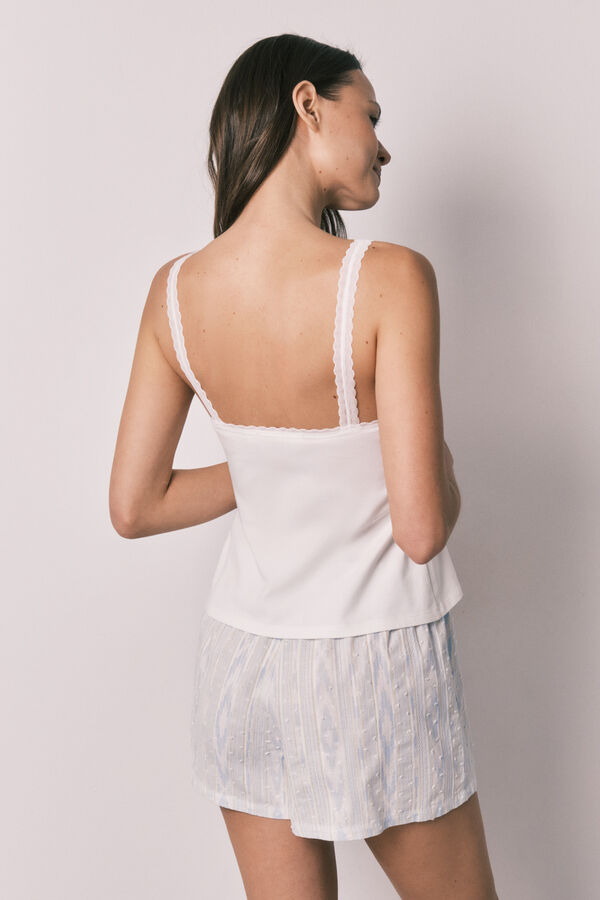 Women'secret Pijama corto tirantes algod&oacute;n blanco marfil