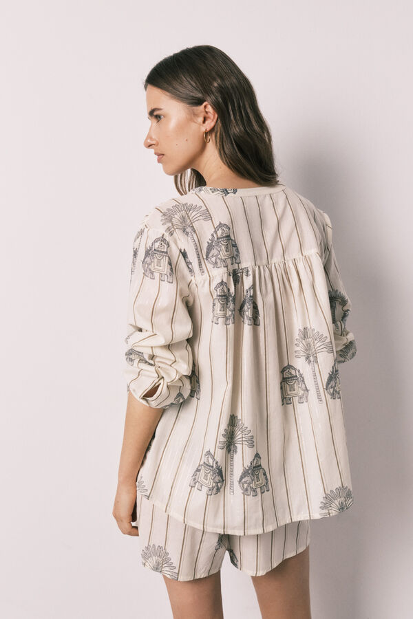 Women'secret Pijama corto algod&oacute;n estampado blanco
