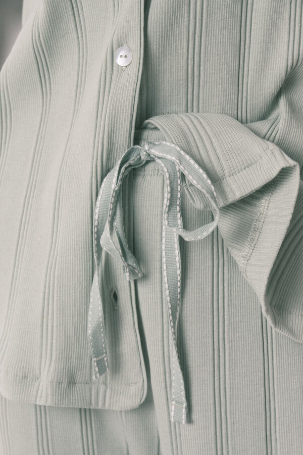 Women'secret Pijama camisero largo algod&oacute;n canal&eacute; verde verde