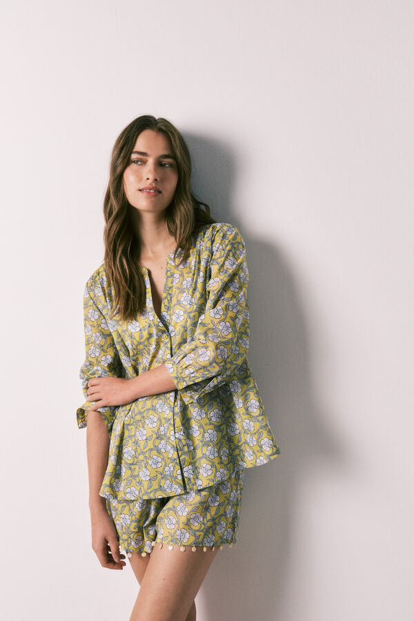 Women'secret Conjunto corto camisero estampado flores estampado