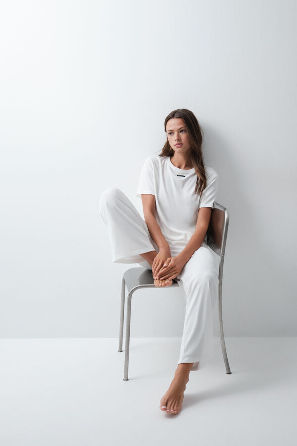 Women'secret Pijama largo tipo lounge blanco blanco