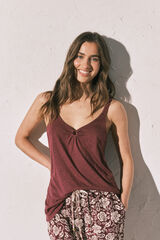 Women'secret Camiseta tirantes aro frunce granate burdeos