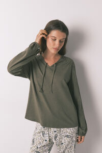 Women'secret Camiseta manga larga algod&oacute;n frunce verde