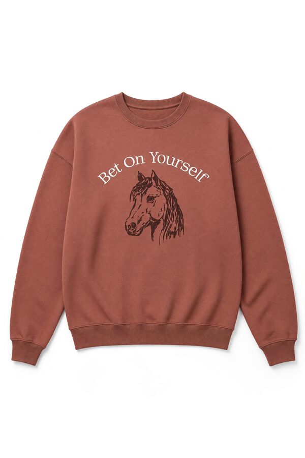 Women'secret Sudadera algod&oacute;n caballo marr&oacute;n marr&oacute;n