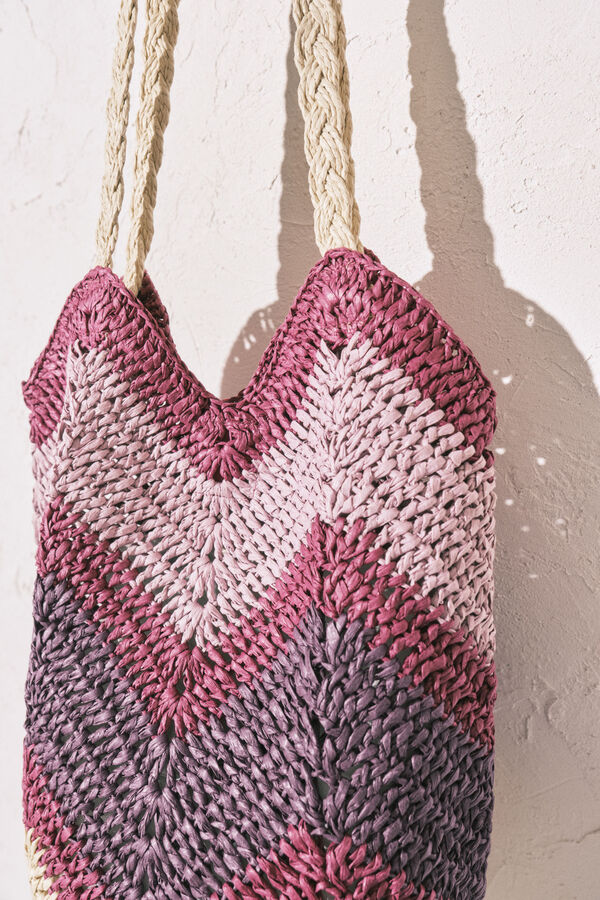 Women'secret Bolso hombro rafia multicolor estampado