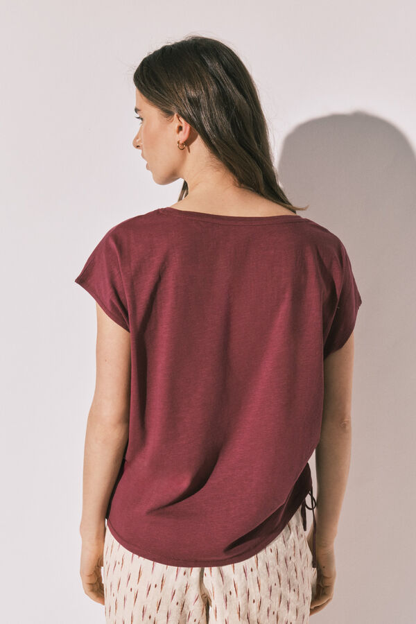 Women'secret Camiseta algod&oacute;n frunce granate burdeos