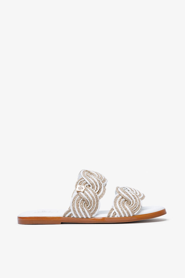 Popa Sandalia plana Clicos Yute blanco