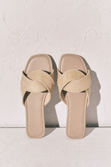 Women'secret Sandalias pala rafia beige nude