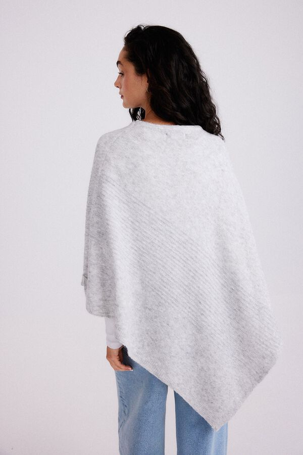Pieces Poncho de punto con brillo gris