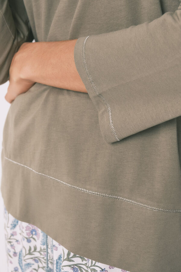 Women'secret Camiseta manga &frac34; 100% algod&oacute;n kaki  kaki