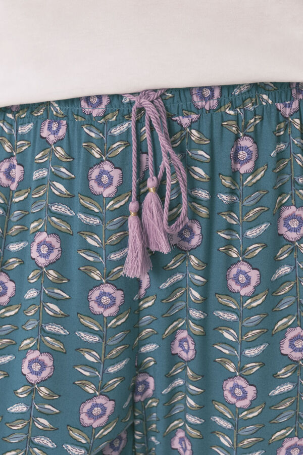 Women'secret Pantal&oacute;n largo viscosa print flores verde