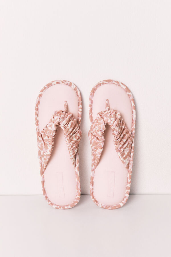 Women'secret Zapatillas casa tiras animal print rosa