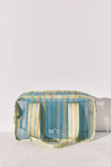 Women'secret Neceser mediano mesh rayas azul y verde estampado