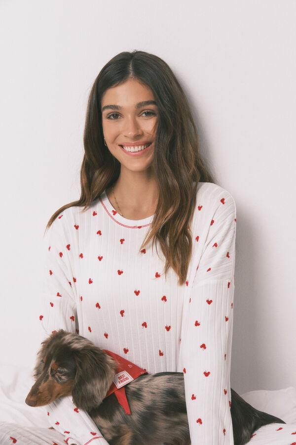 Women'secret Pijama largo estampado Mickey Cherry blanco