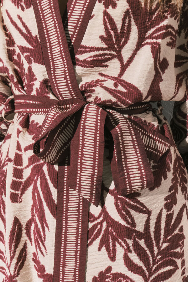Women'secret Kimono estampado granate burdeos