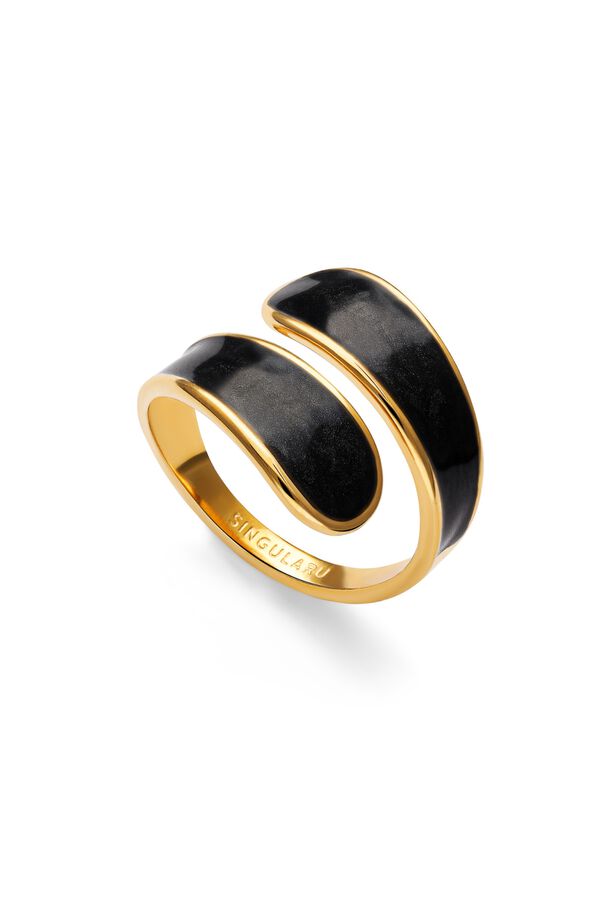 Singularu Anillo Abbraccio Black Acero Ba&ntilde;o Oro amarillo