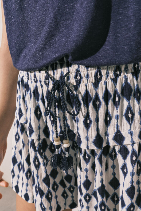 Women'secret Pantal&oacute;n corto vuelo estampado  azul estampado