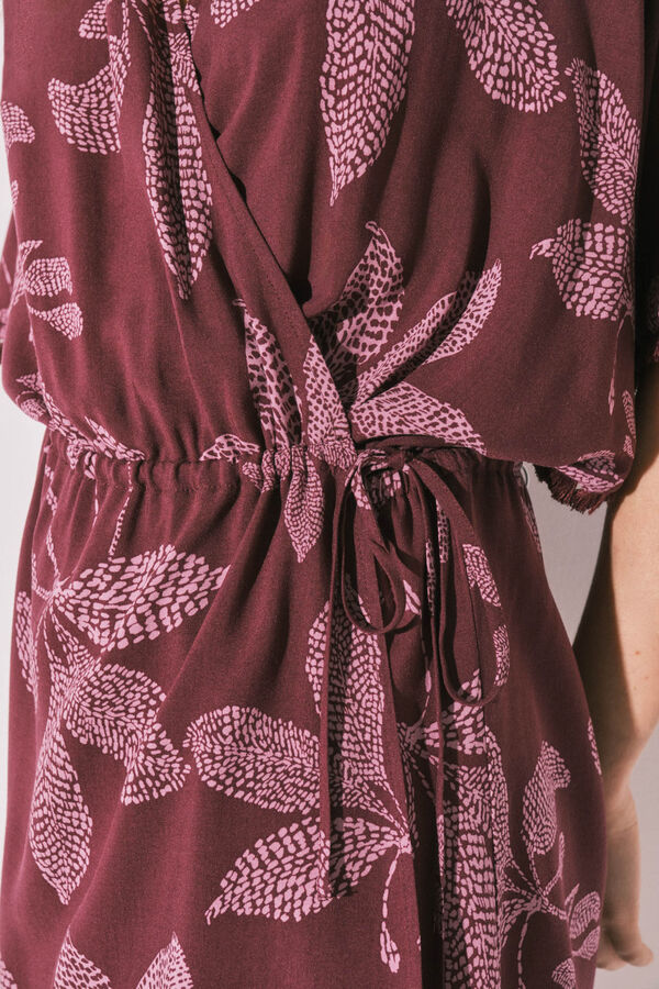 Women'secret Camisola corta estampado flores burdeos