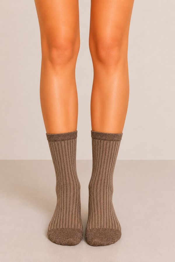 Pieces Calcetines estampados con lurex nude