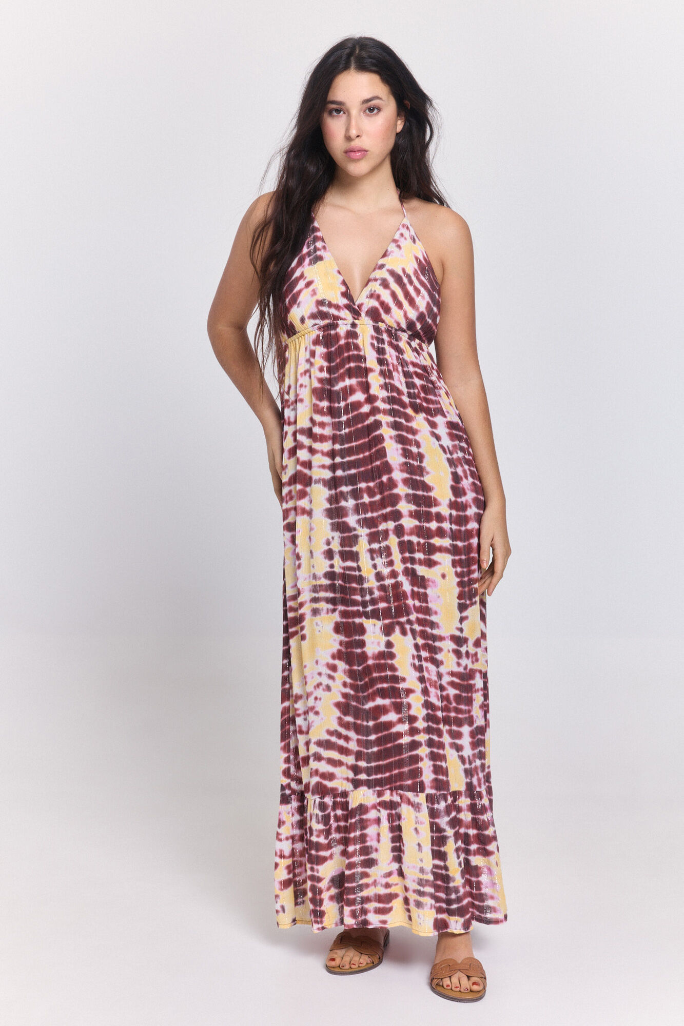 Pieces Vestido estilo playero viscosa glitter