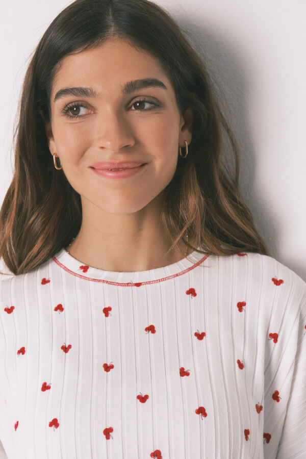 Women'secret Pijama largo estampado Mickey Cherry blanco