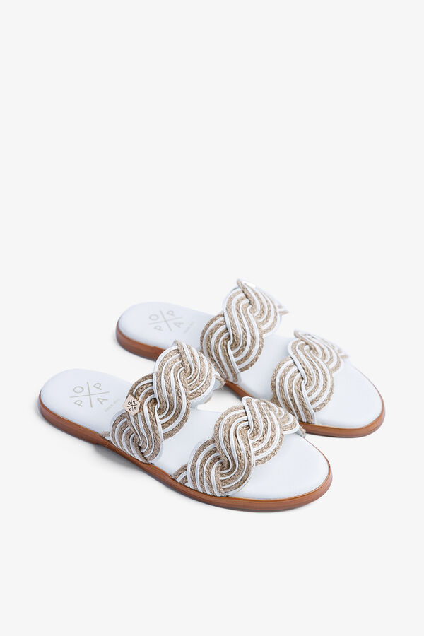 Popa Sandalia plana Clicos Yute blanco