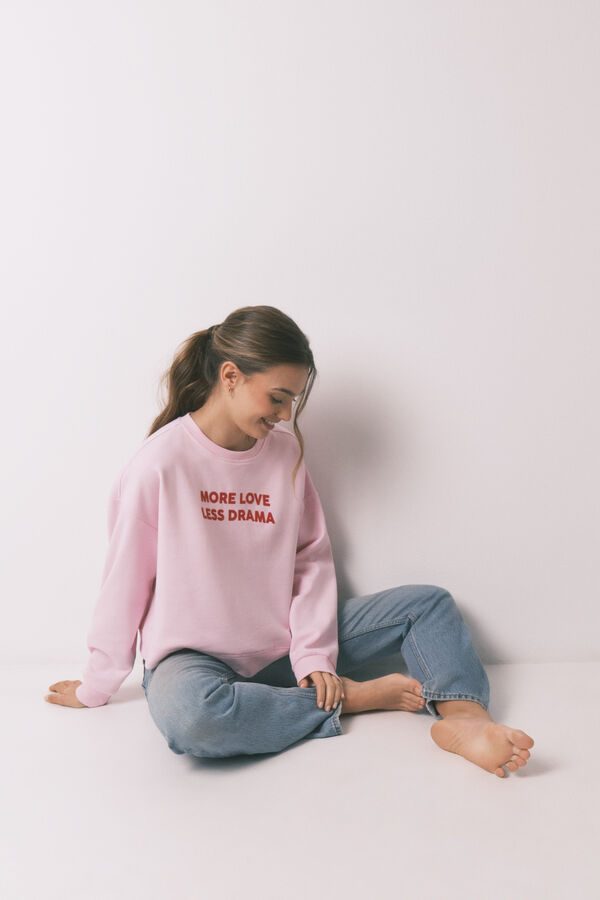 Women'secret Sudadera algod&oacute;n rosa rosa