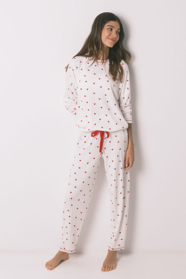 Women'secret Pijama largo estampado Mickey Cherry blanco