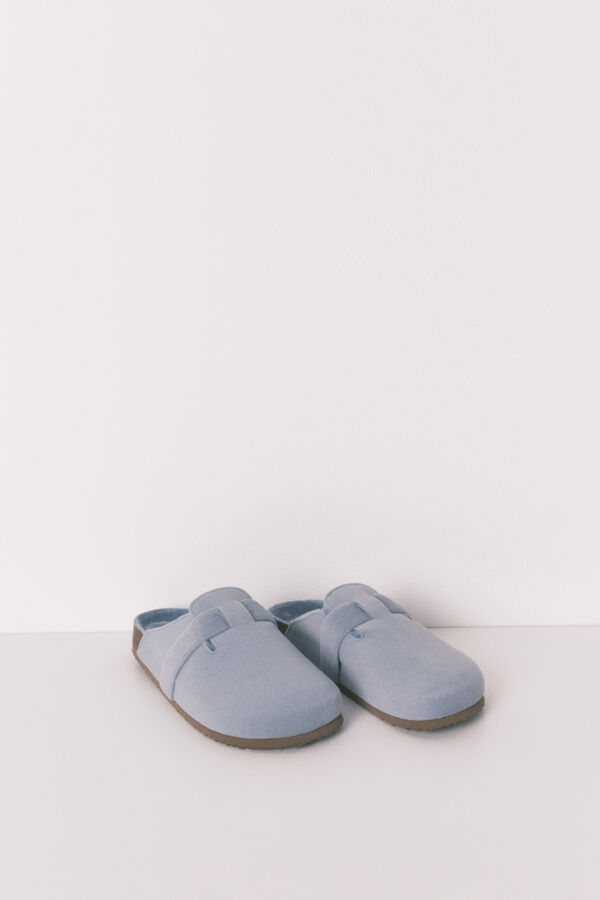 Women'secret Zapatillas casa tipo zueco azul azul