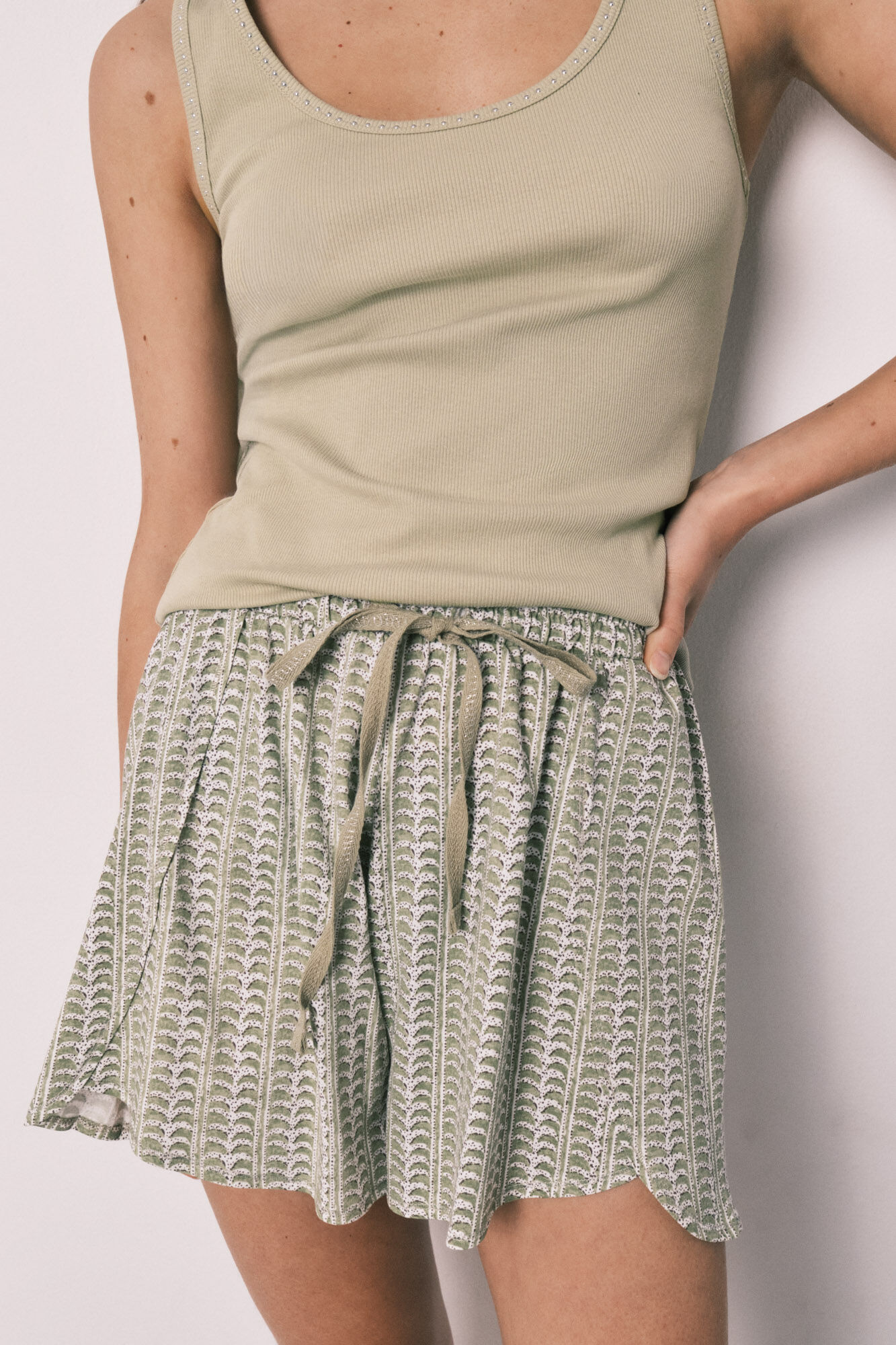 Women'secret Pijama corto algod&oacute;n verde