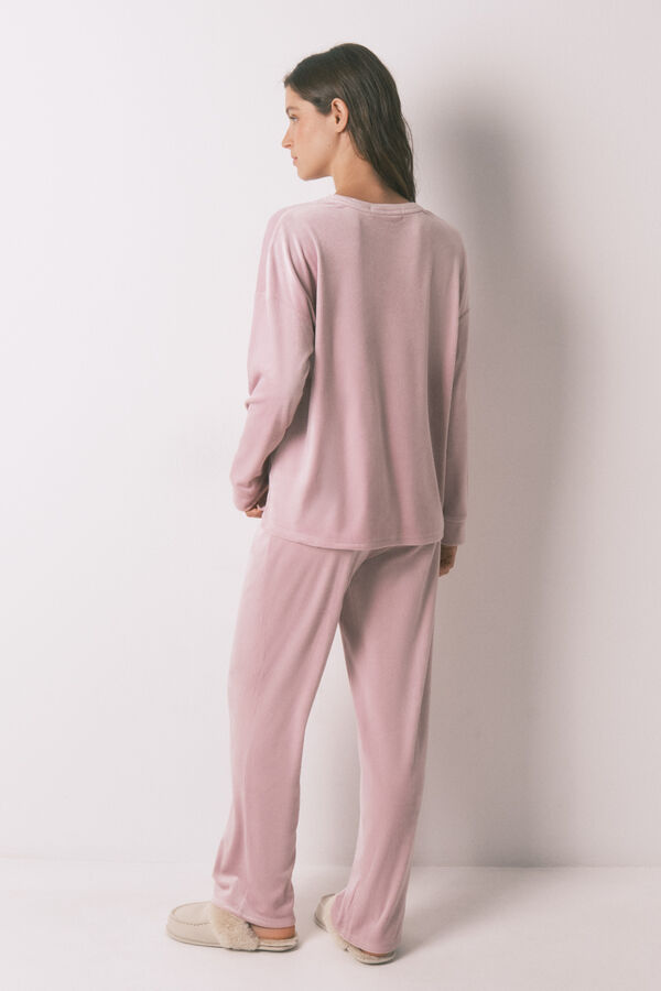 Women'secret Pijama largo canal&eacute; terciopelo rosa  rosa