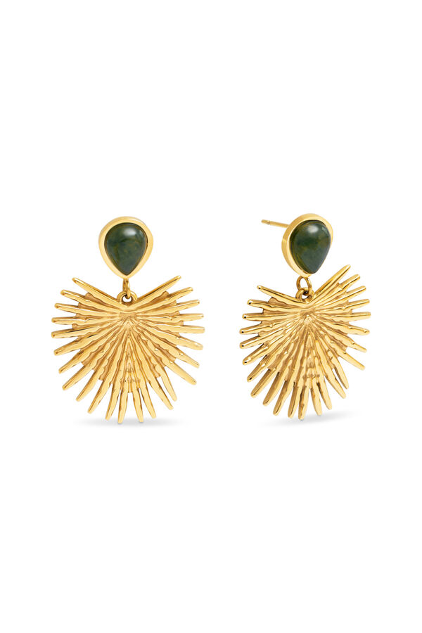 Singularu Pendientes Verde Catalina Acero Ba&ntilde;o Oro amarillo