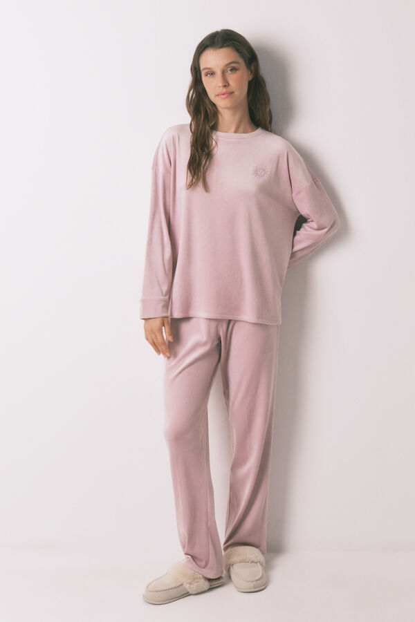 Women'secret Pijama largo canal&eacute; terciopelo rosa  rosa