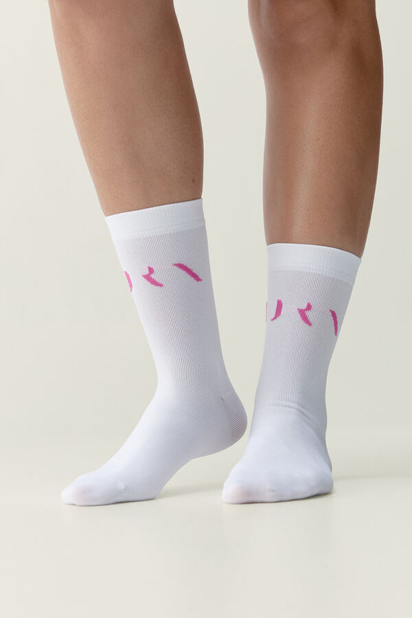 Born Living Yoga Calcetines Acari blanco/rosa fucsia estampado