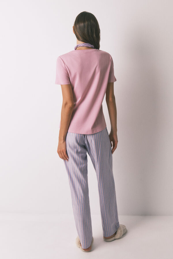 Women'secret Pantal&oacute;n largo franela print rayas multicolor azul